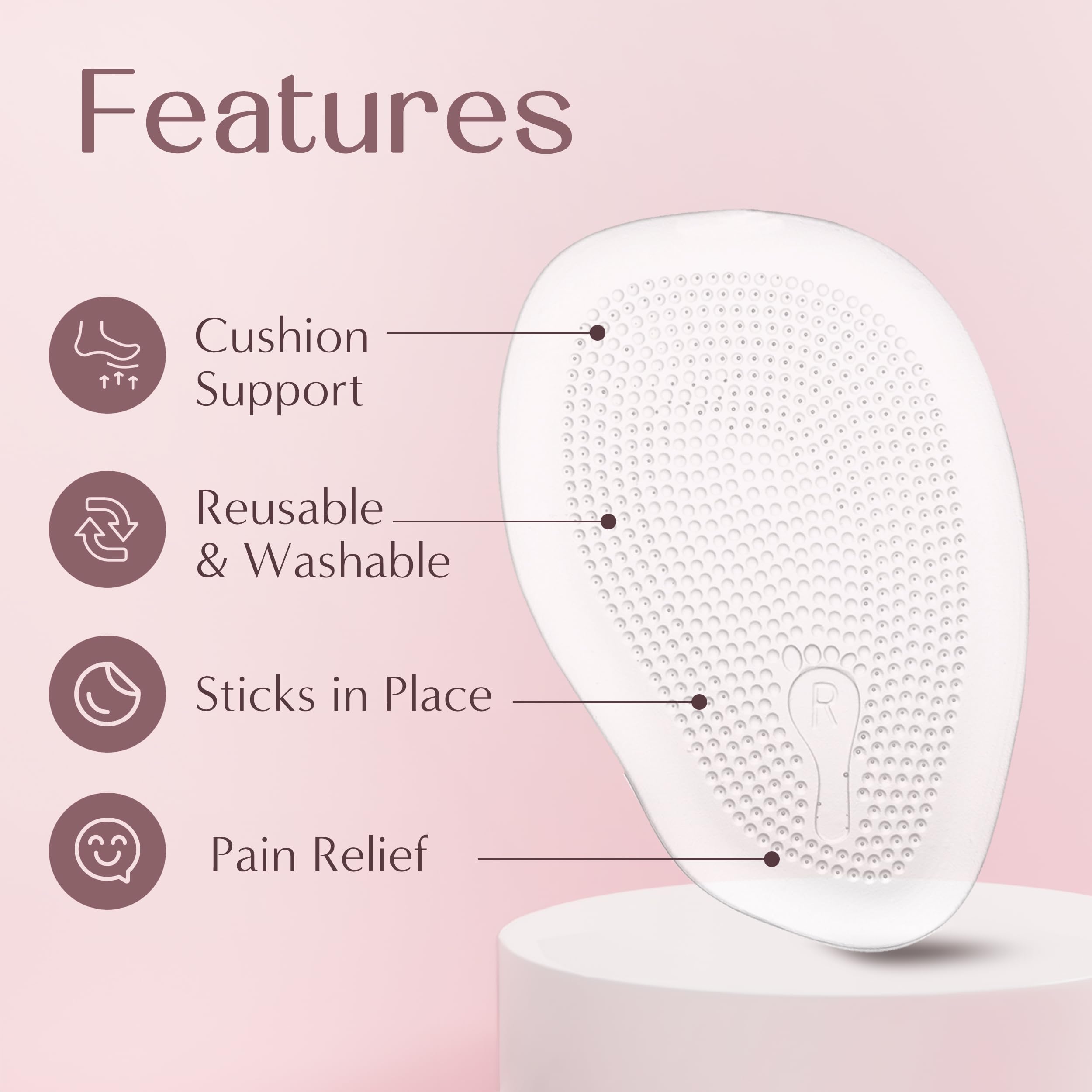 Benoo one-size-fits-all-cushions adapt to most feet and styles