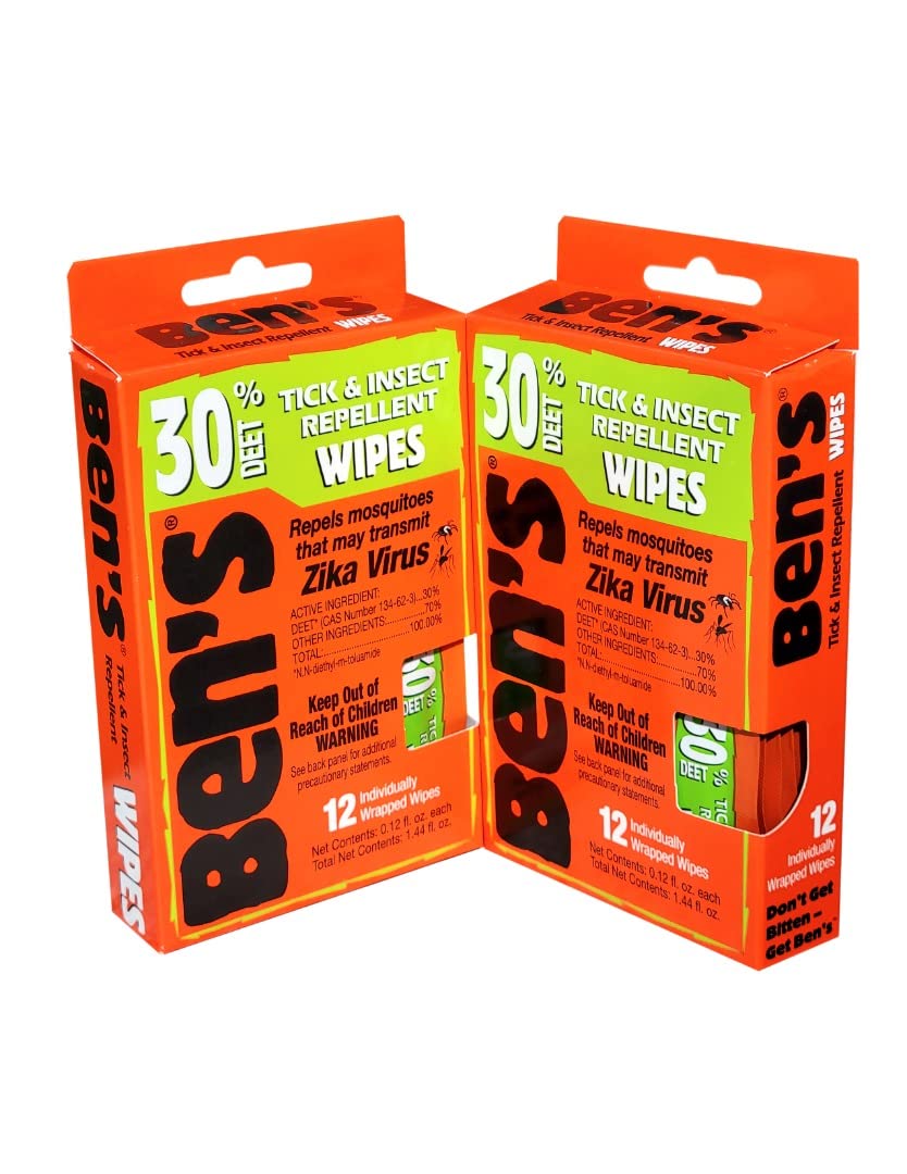 Ben's 30% DEET wipes 24-pack front view for convenient outdoor protection