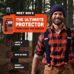 Ben's Adventure Formula pump spray delivering even outdoor coverage.