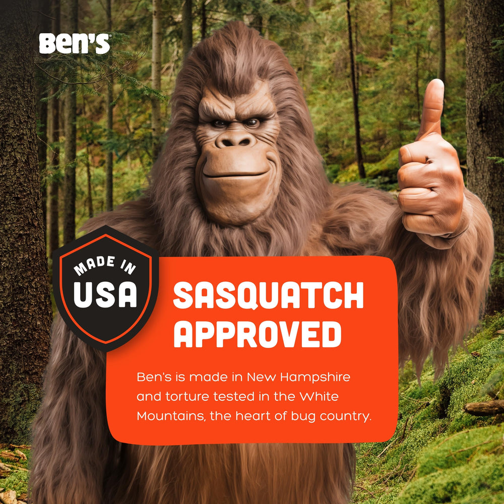 Camping and hiking setup with Ben's insect repellent ready for use.