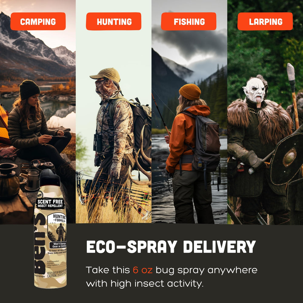 Ben's Hunting Formula scent-free spray preserves camouflage.
