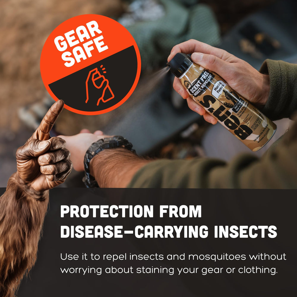 Ben's Hunting Formula sweat-resistant formula stays on during activity.