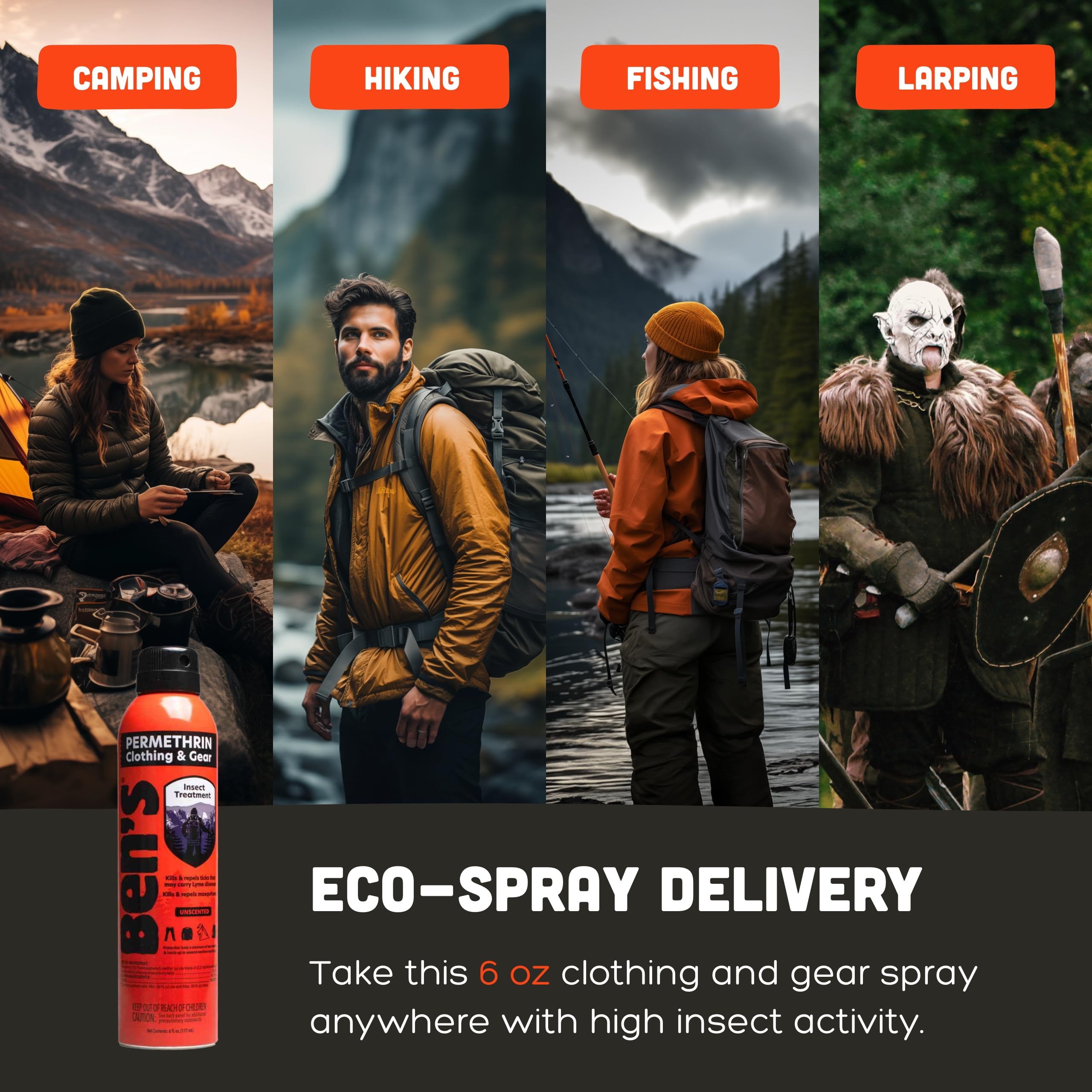 Label detail showing permethrin active ingredient on Ben's product.