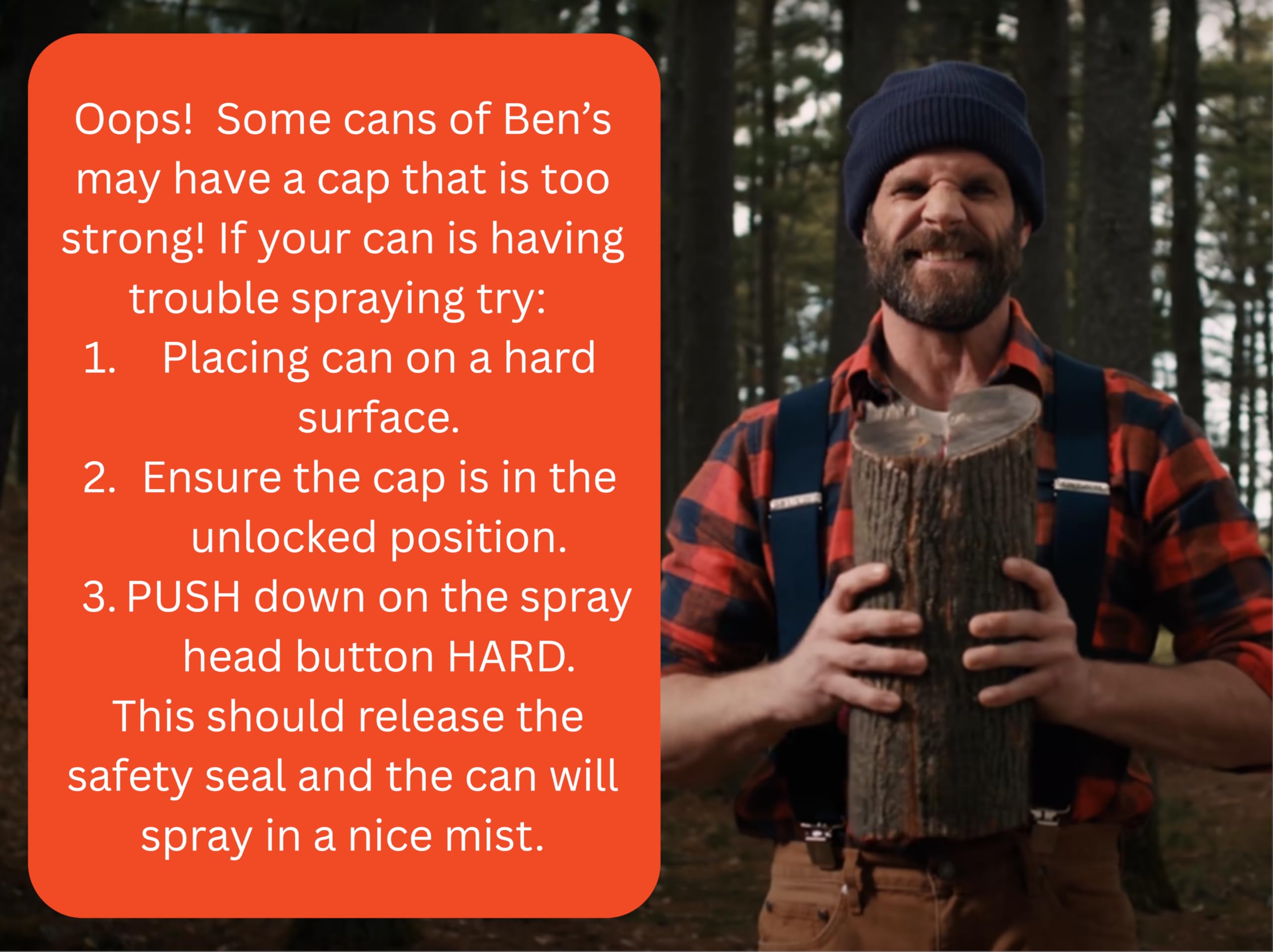 Outdoor adventure use with Ben's bottle on clothing and gear.