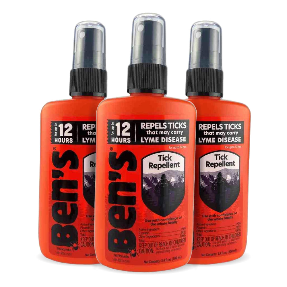 Ben's Tick Repellent 3-pack front view, compact and travel-ready.