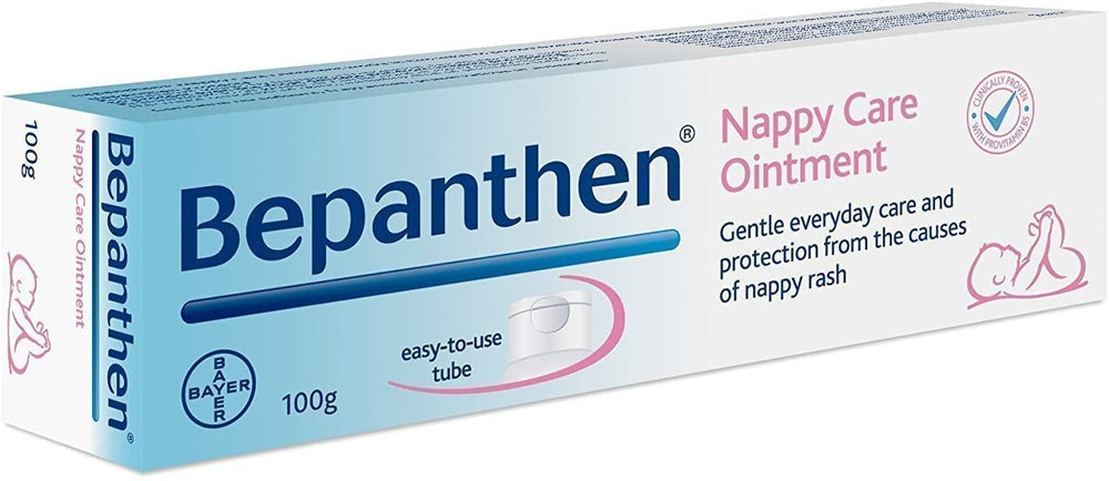 Bepanthen Ointment diaper rash application scene for soothing care.