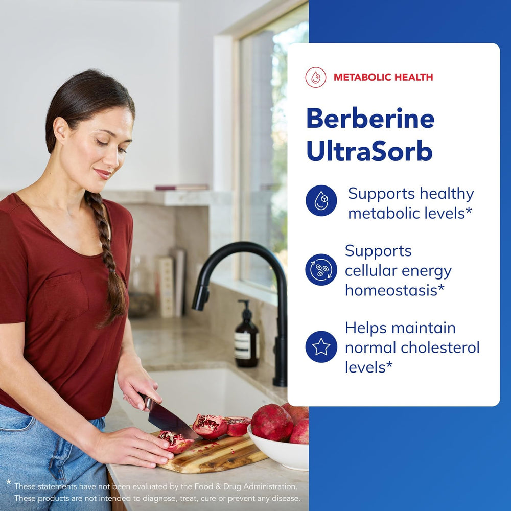 Pure Encapsulations Berberine UltraSorb 550 mg bottle label shows premium formulation