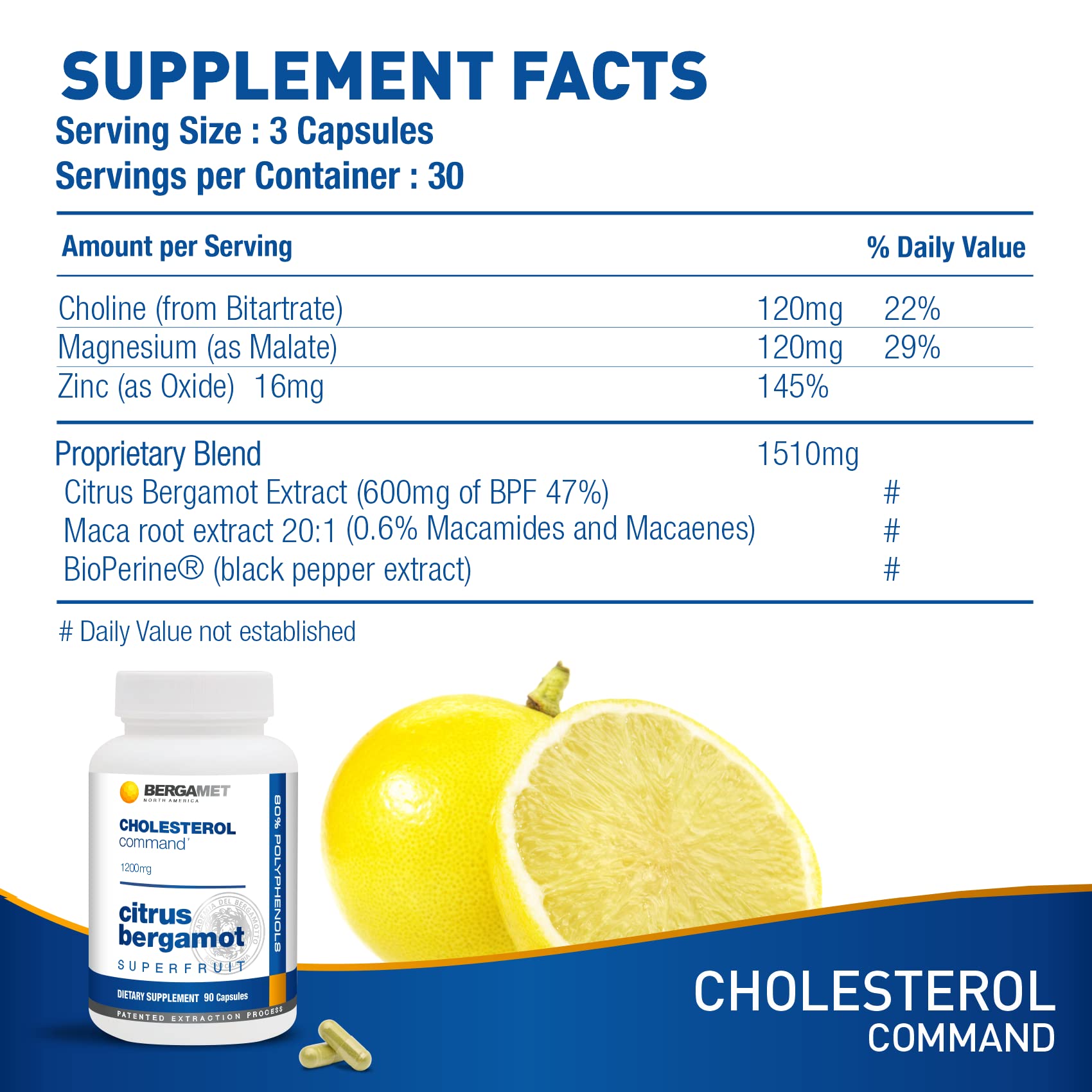 Pouring BergaMet Cholesterol Command bottle illustrates easy daily use.