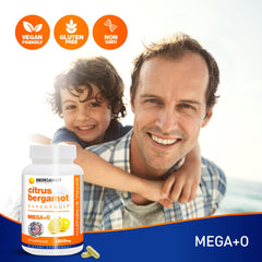 BergaMet bottle close-up, showcasing 47% BPFG polyphenol concentration.