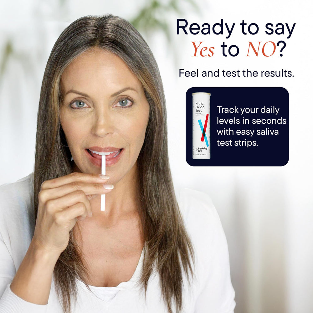 Nitric oxide test strips with Berkeley Life for progress tracking.
