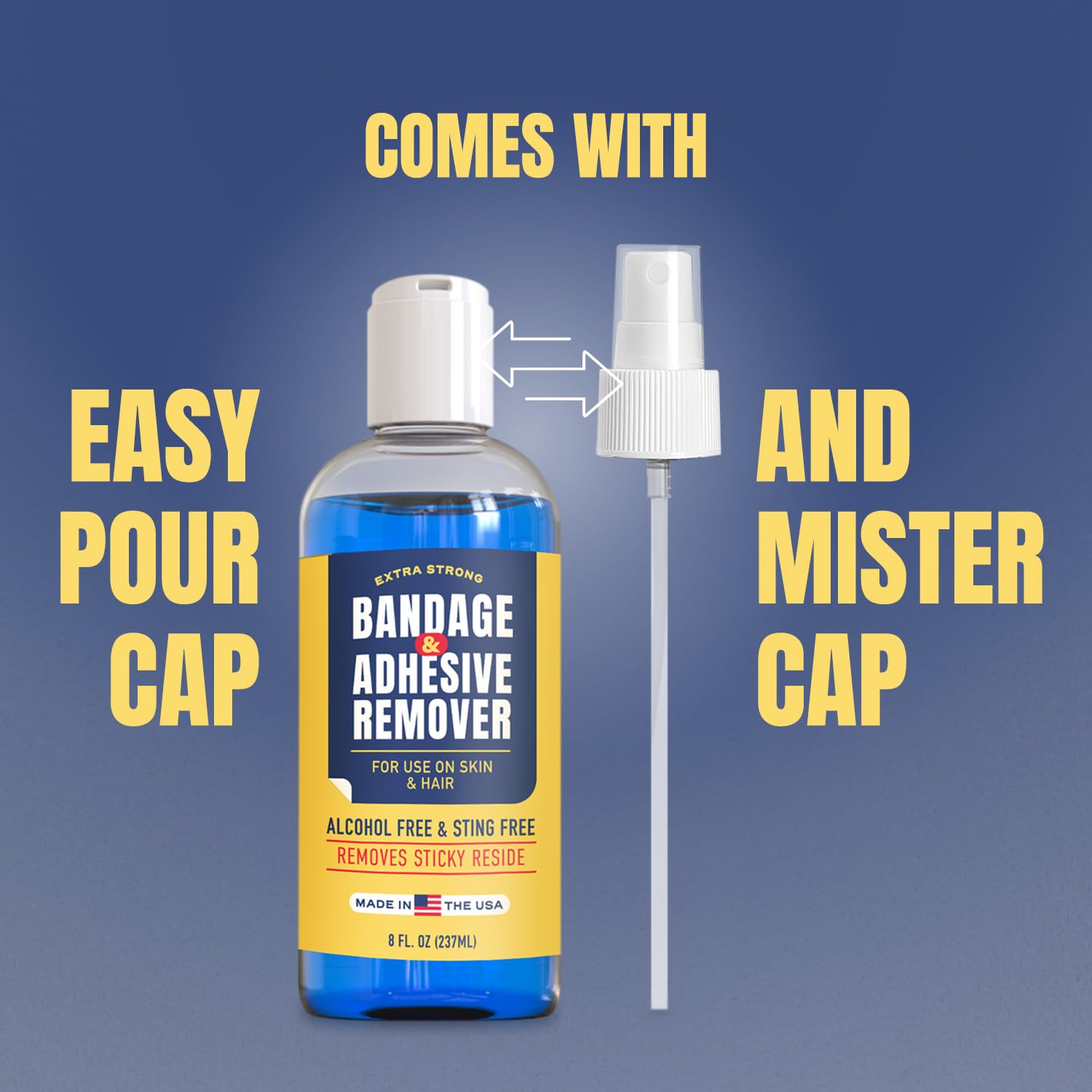 Berkland Sting-Free spray in action demonstrates pain-free removal of strong adhesives.