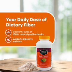 Berkley Jensen fiber supplement bottle with serving suggestion for daily use.