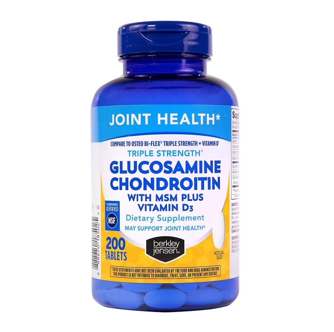 Berkley Jensen Glucosamina Condroitina MSM botella frontal para movilidad diaria