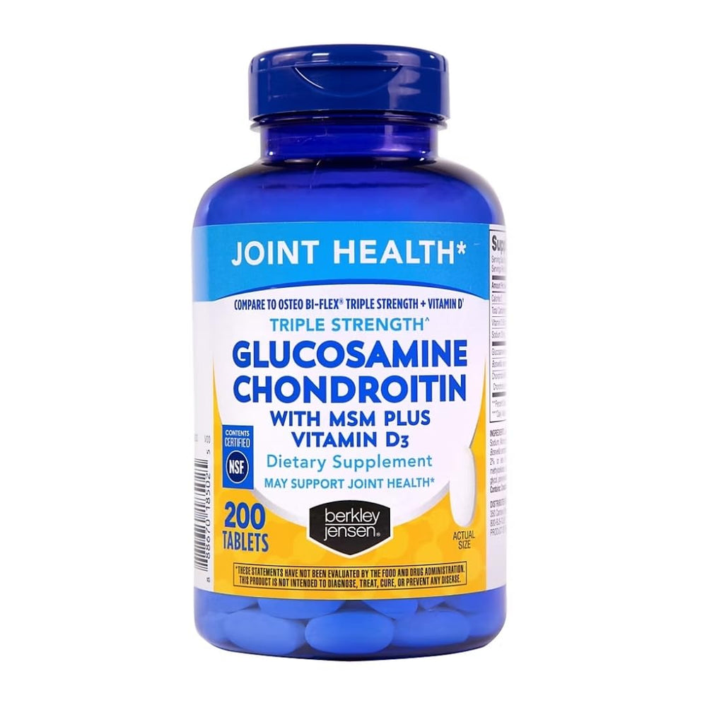 Berkley Jensen Glucosamina Condroitina MSM botella frontal para movilidad diaria