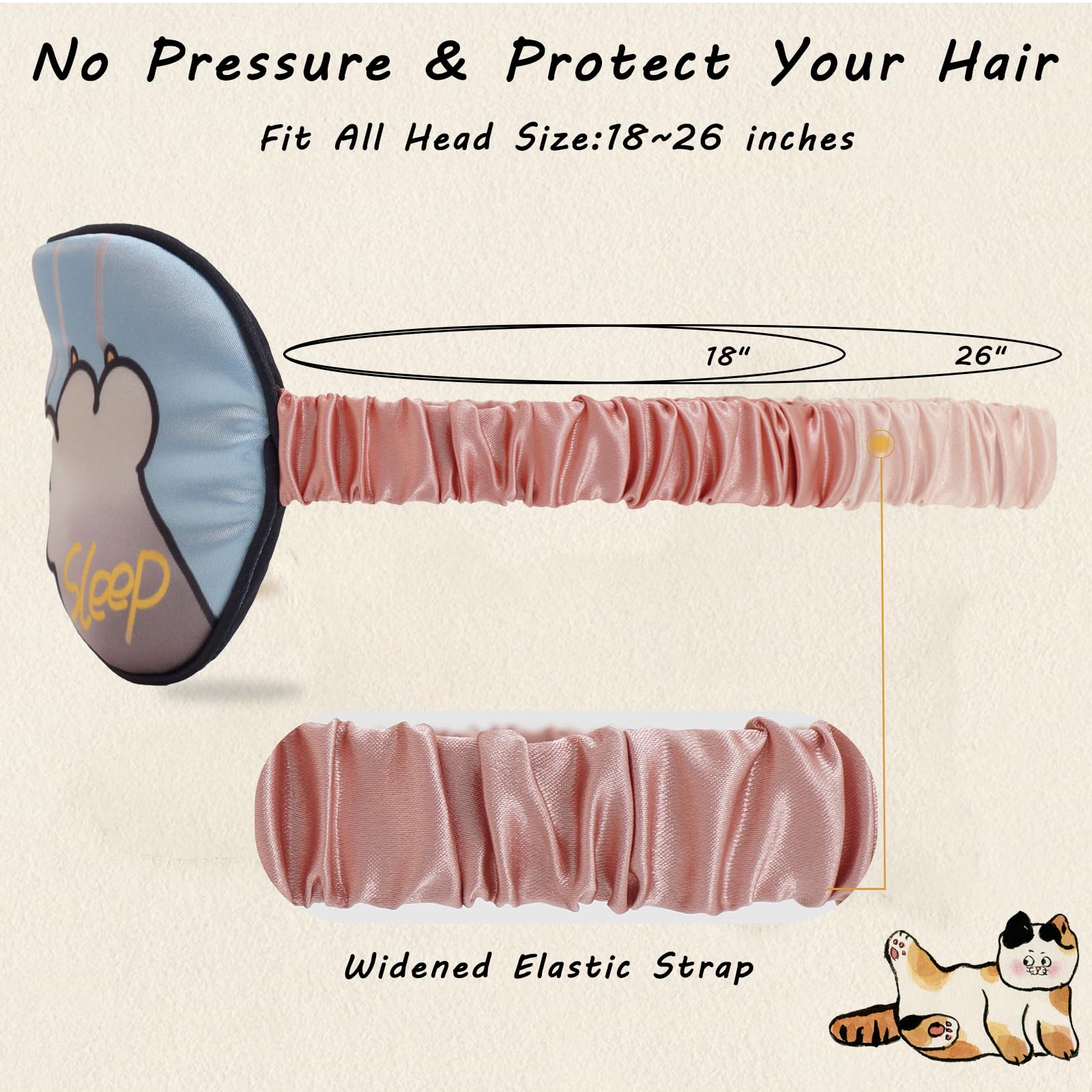 BERMIFA sleep mask with widened elastic strap for secure fit