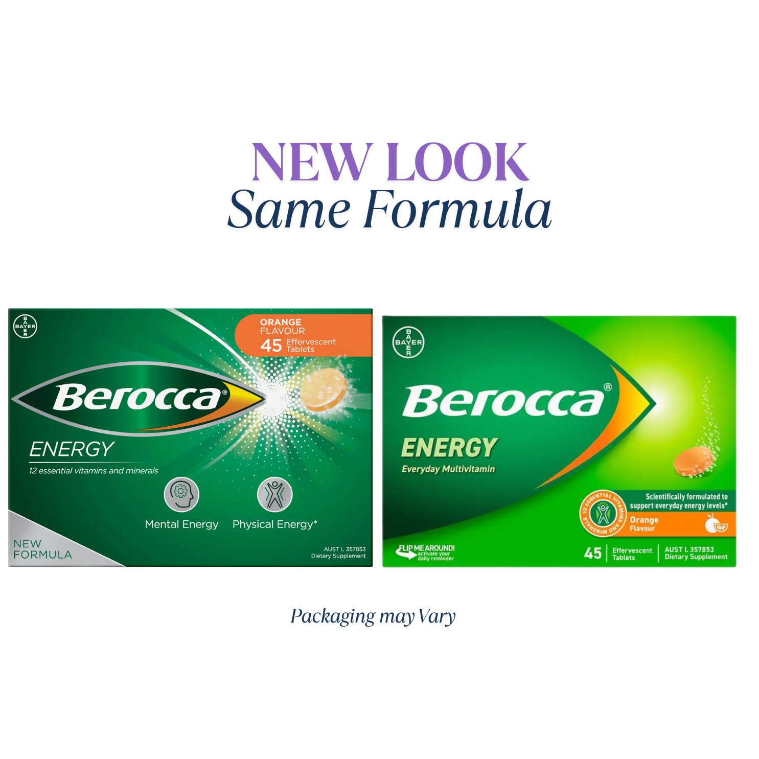 Box of Berocca Energy packs beside a glass ready to dissolve.