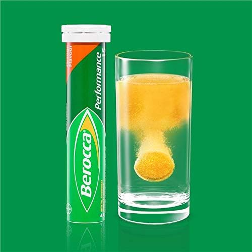 Glass with Berocca Orange fizz showing a refreshing drink
