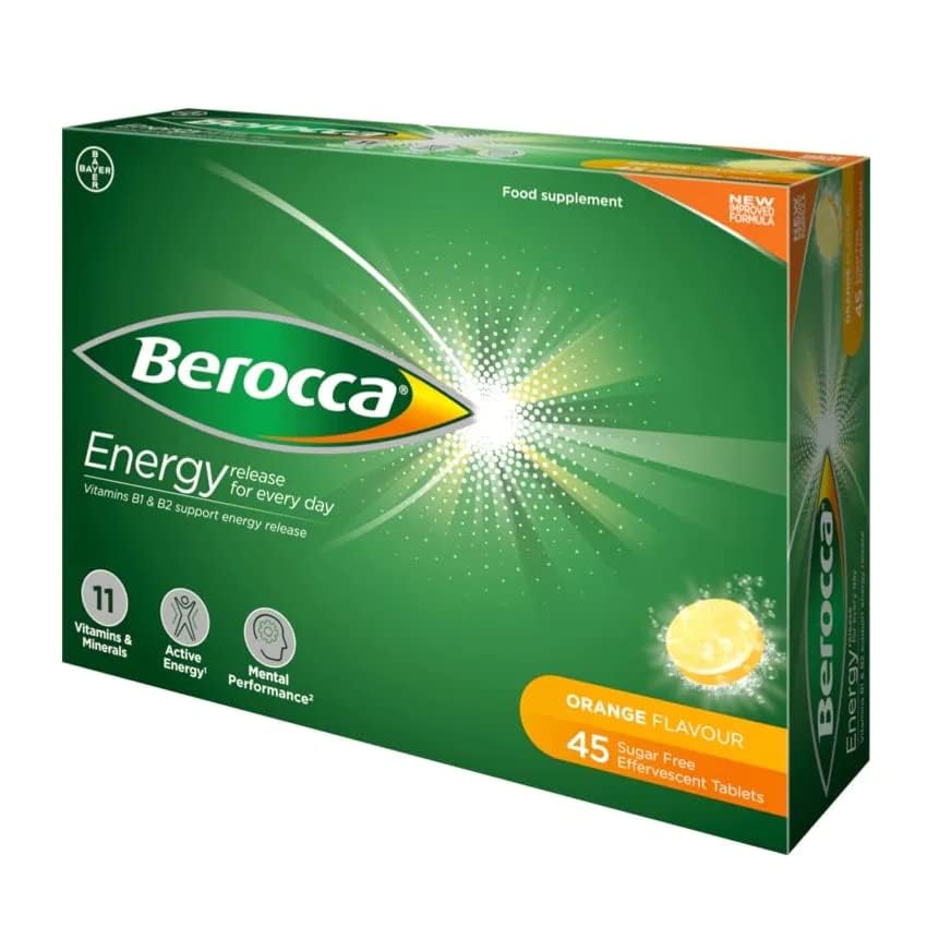 Berocca Orange tablets stacked in a dish for compact storage