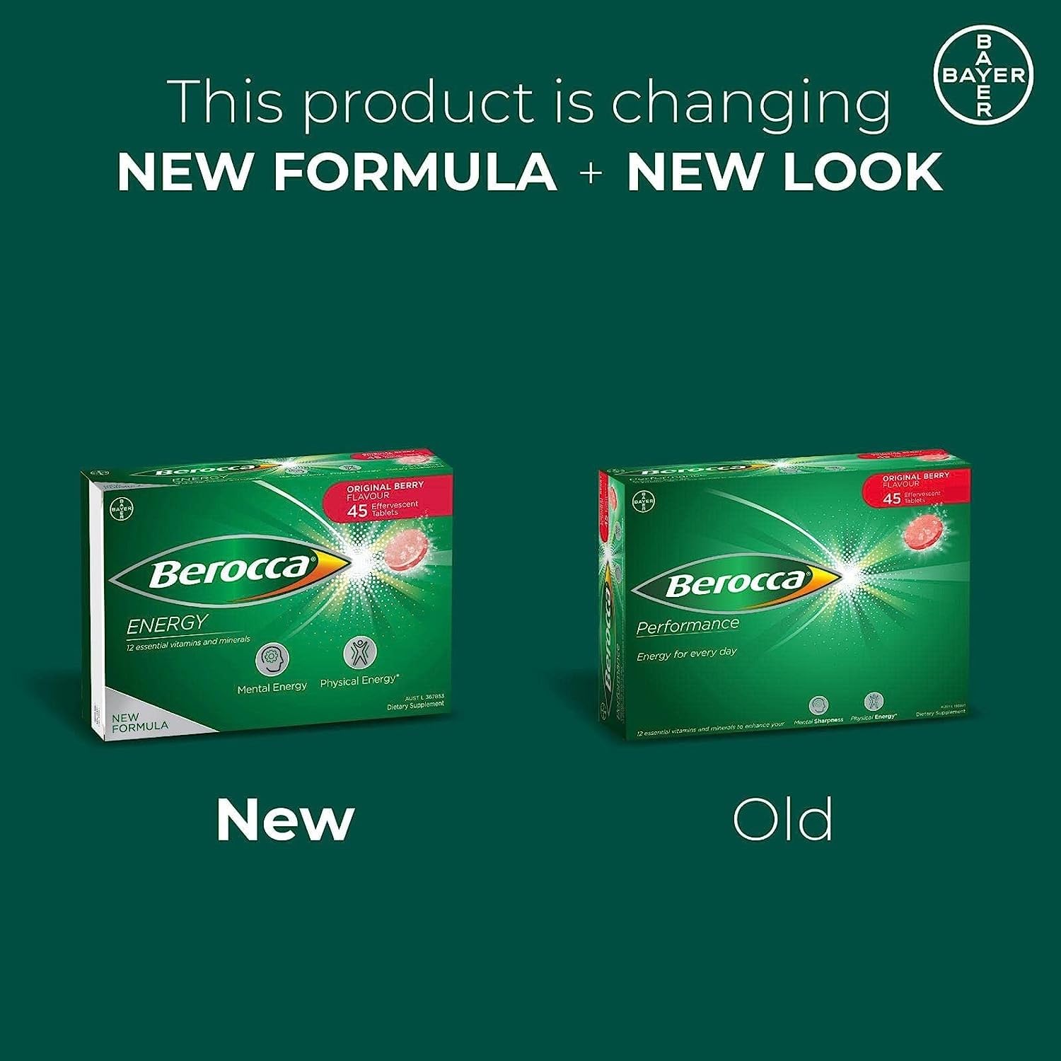 Berocca Performance Original Berry glass with tablets suggests refreshing intake for sustained energy
