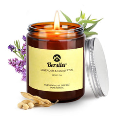 Bersiler Lavender Eucalyptus Candle 7oz—relaxing aroma for tranquil evenings.
