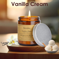 Bersiler Vanilla Cream Candle packaging presented as a thoughtful gift