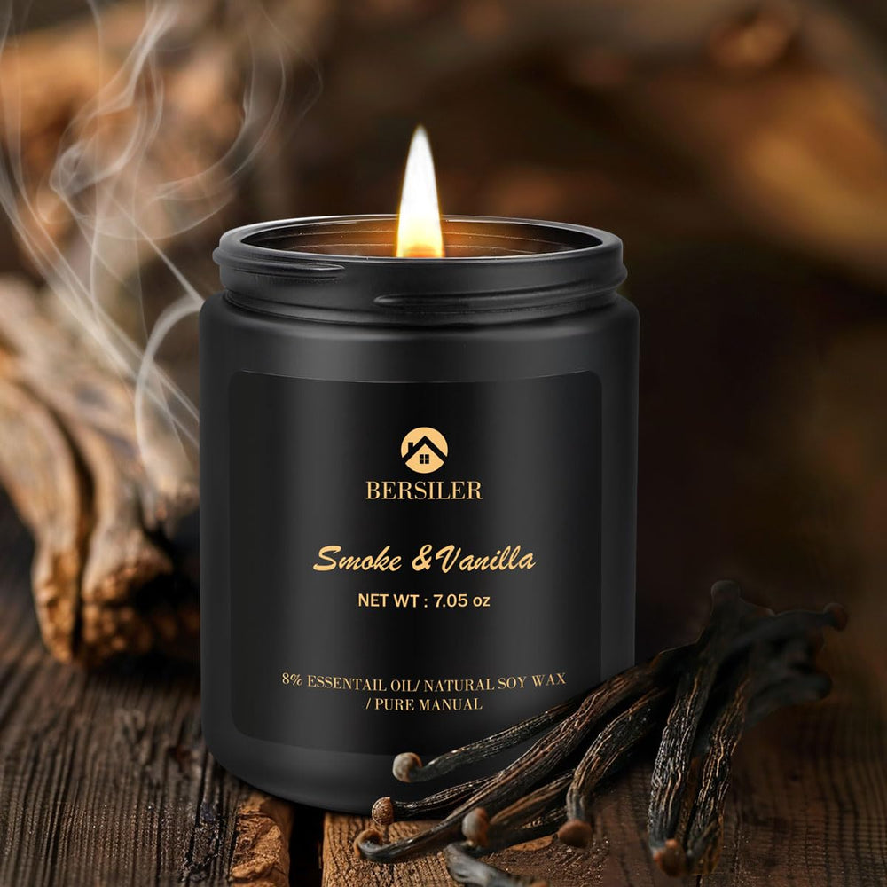 Vela Bersiler vainilla-sandalo encendida para aromaterapia suave