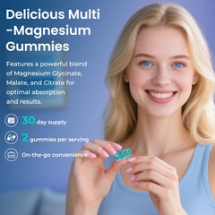 BERSOEVO magnesium gummies demonstrate two-daily-serve concept for a simple routine.