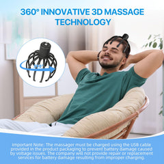 360-degree massage action targets the scalp to ease tension.
