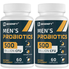 Besenify Probiotics for Men bottle shown, supporting digestive balance and wellness.
