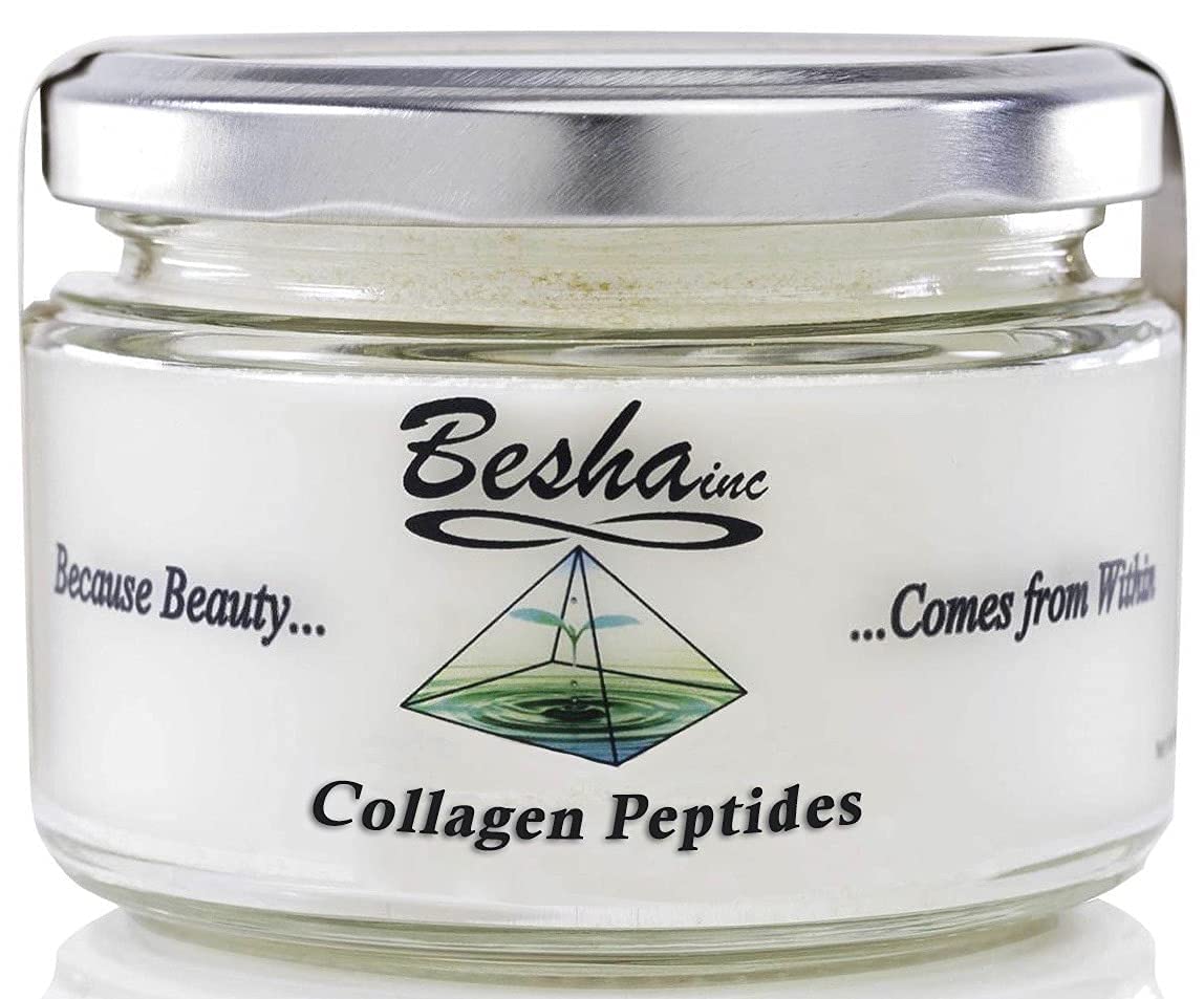 BESHA INC Verisol collagen bottle on counter, potential skin support.