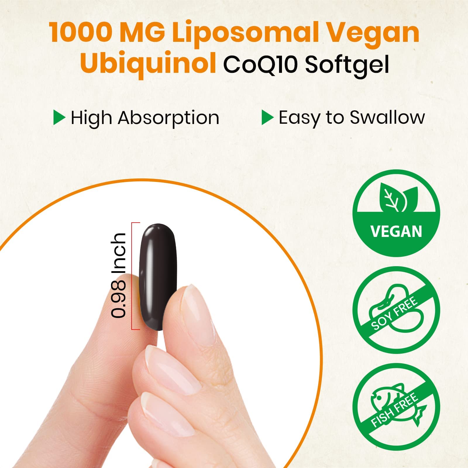Besibest CoQ10 bottle with glossy label for quick identification.