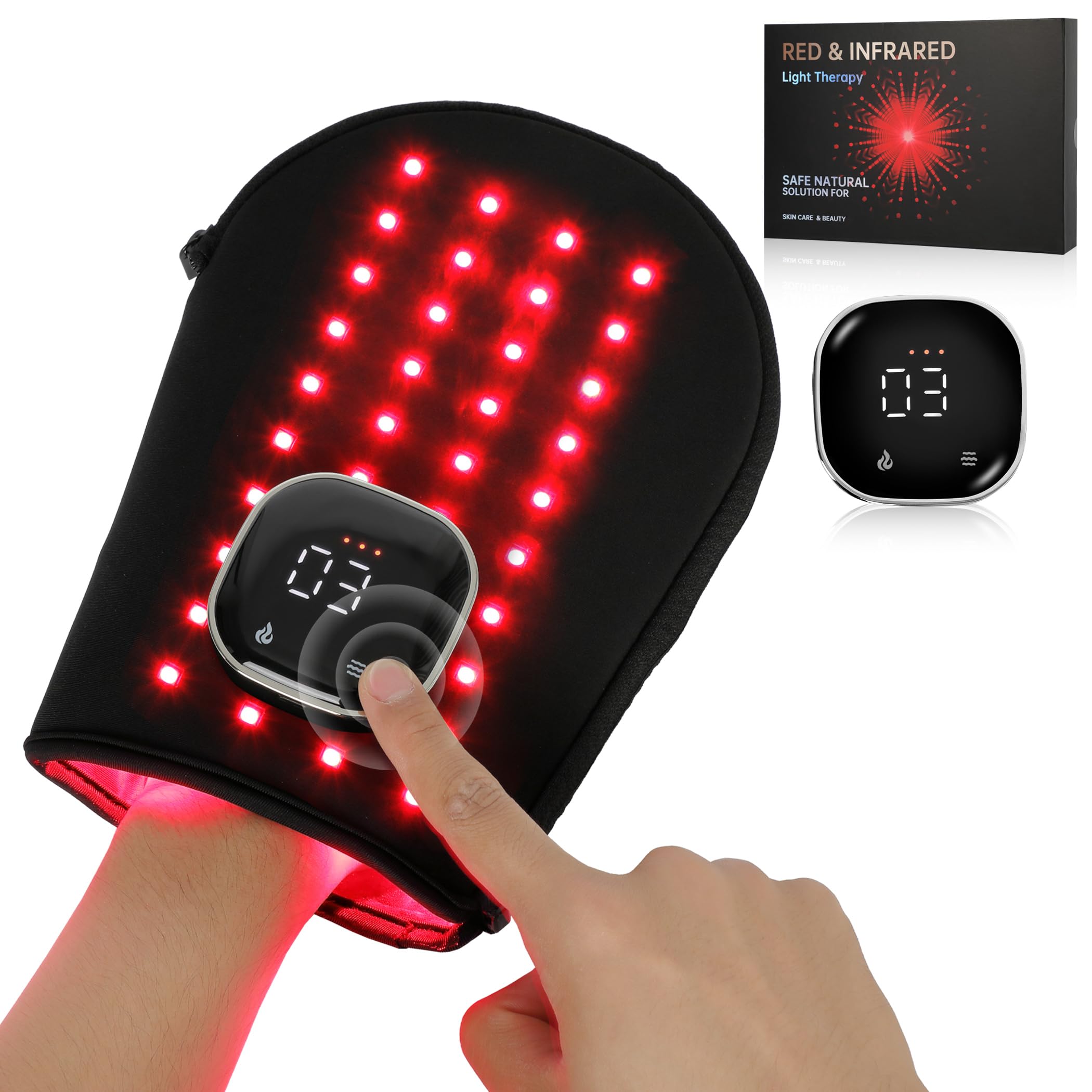 Besilo gloves with 660nm red-light coverage for surface comfort.