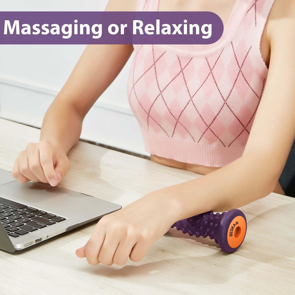 BESKAR foot massage roller targets reflexology points for relaxation