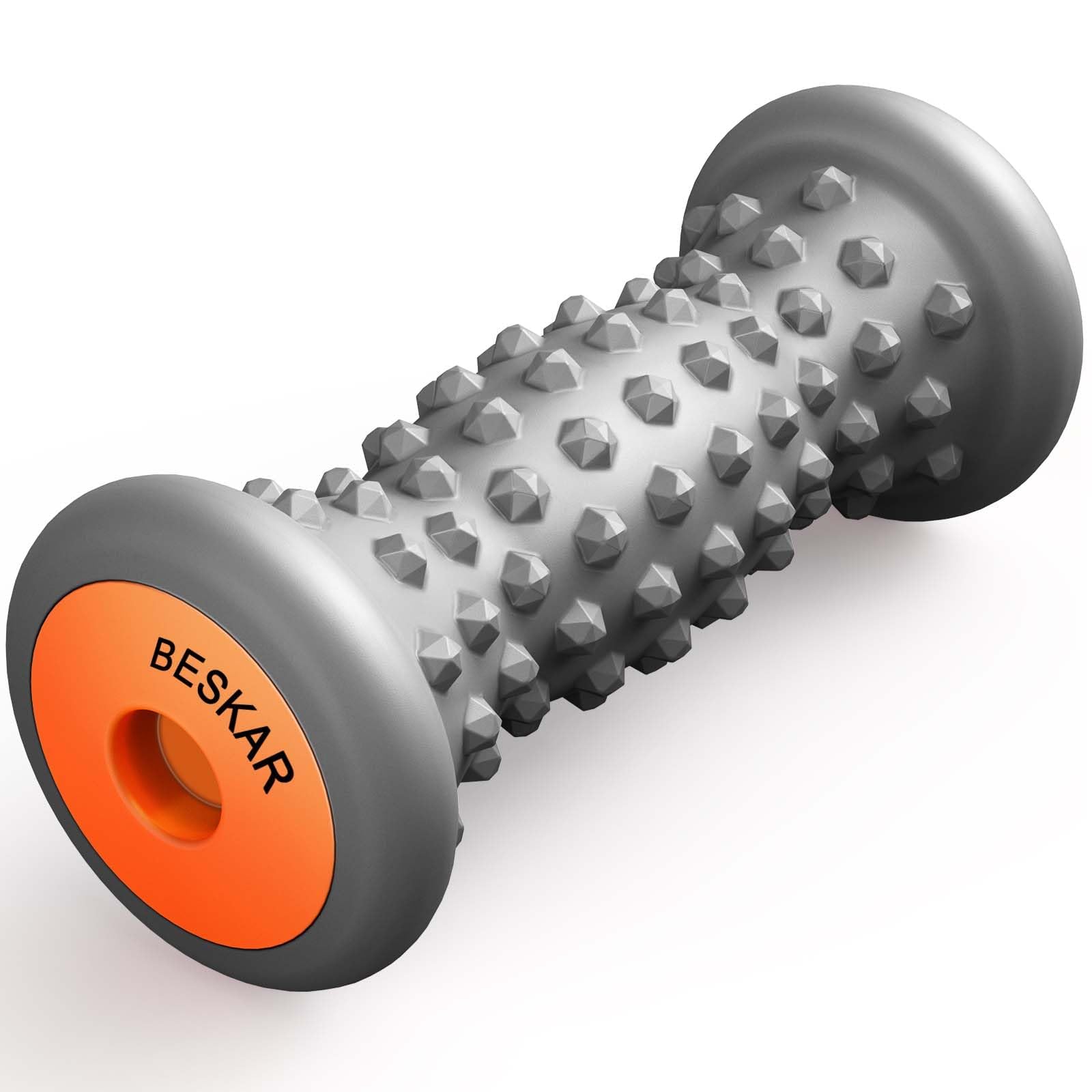 BESKAR Foot Massager Roller targets plantar fasciitis with deep-tissue acupressure for daily relief.
