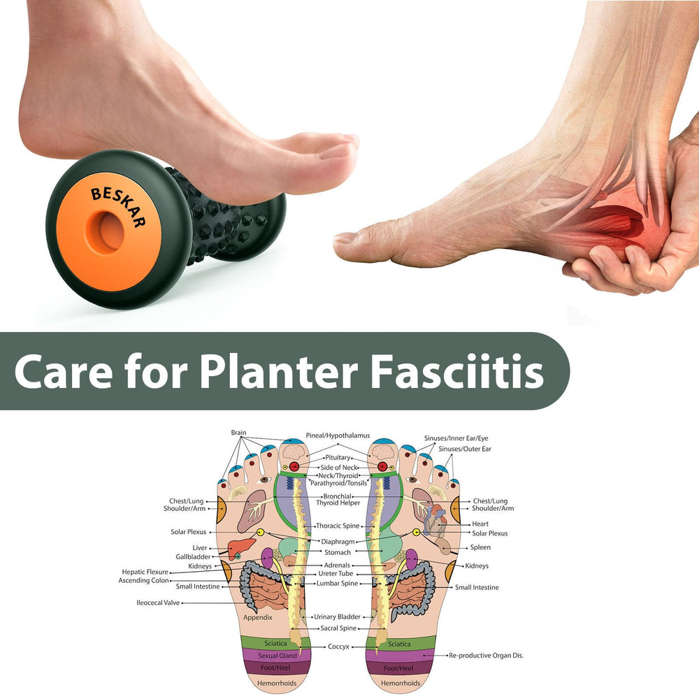 Beskar masaje para pie, enfoque en puntos de presión para mejorar la circulación.