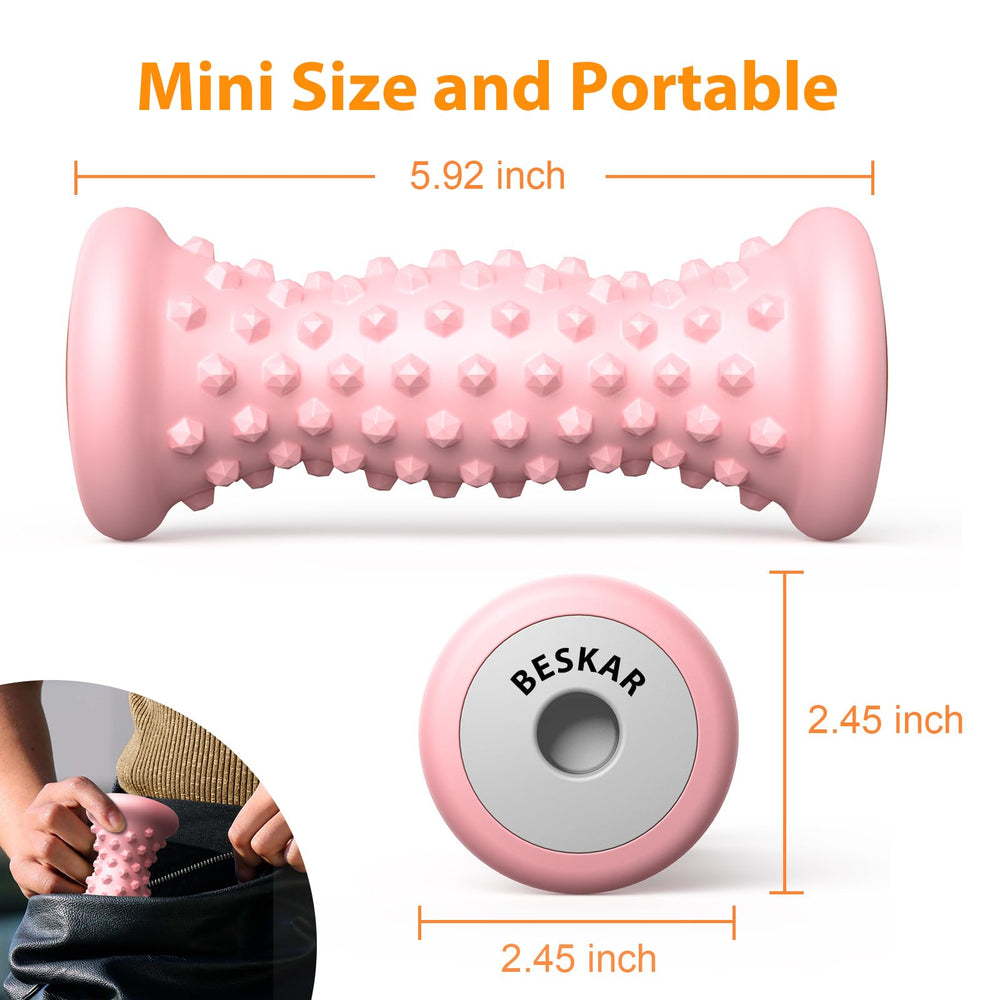Beskar Portable Foot Massager fits in a bag for on-the-go relief