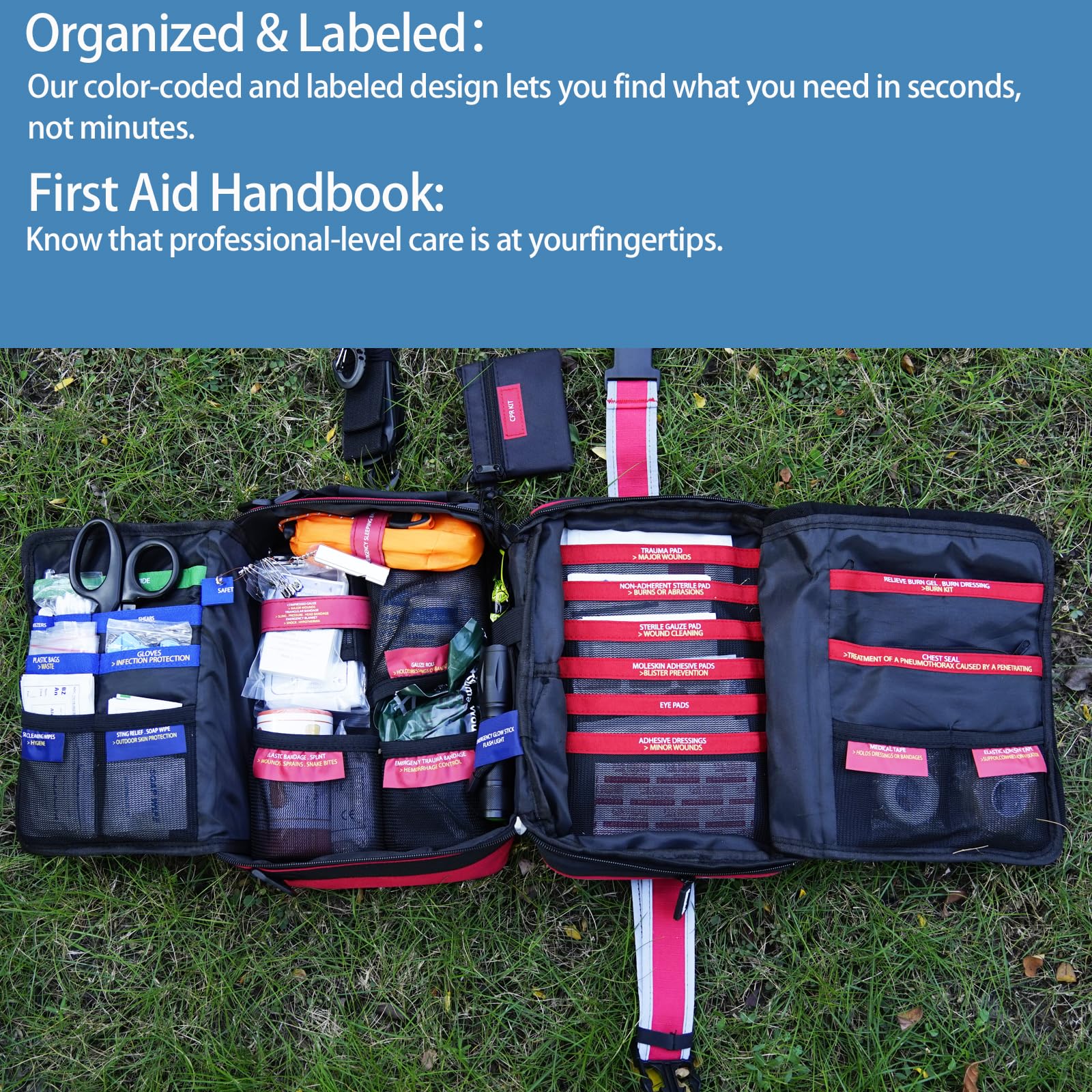 Besst Survivor chest seals inside kit support rapid wound closure and response.