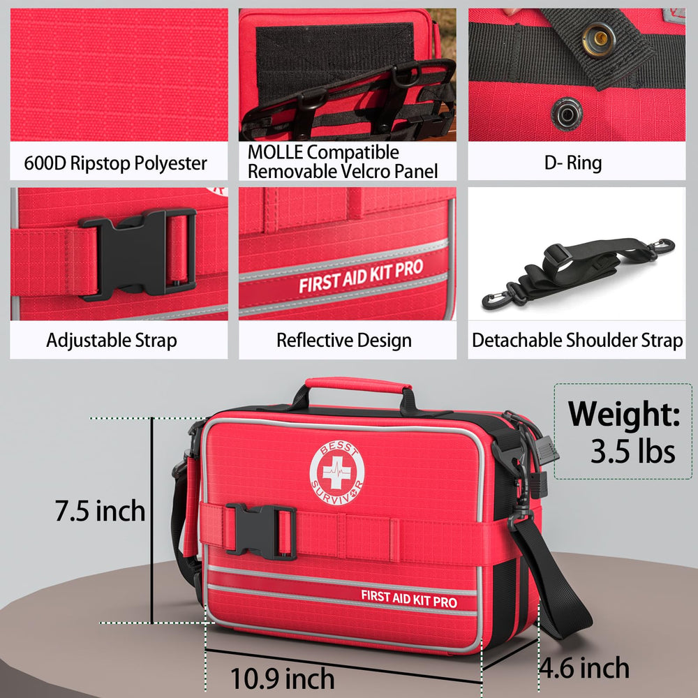 Besst Survivor MOLLE-compatible system for easy attachment to backpacks.