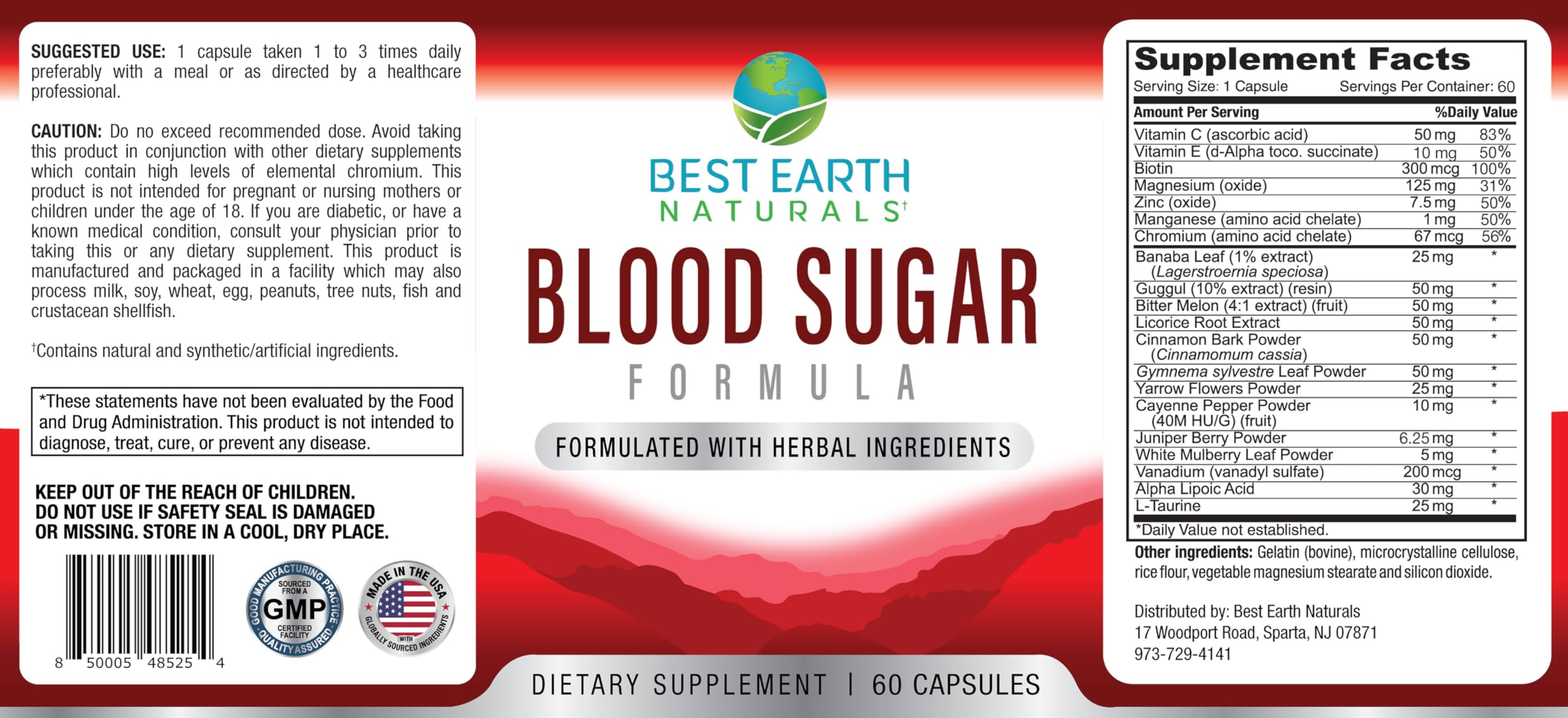 Best Earth Naturals Blood Sugar Formula banaba bottle highlights herbal balance