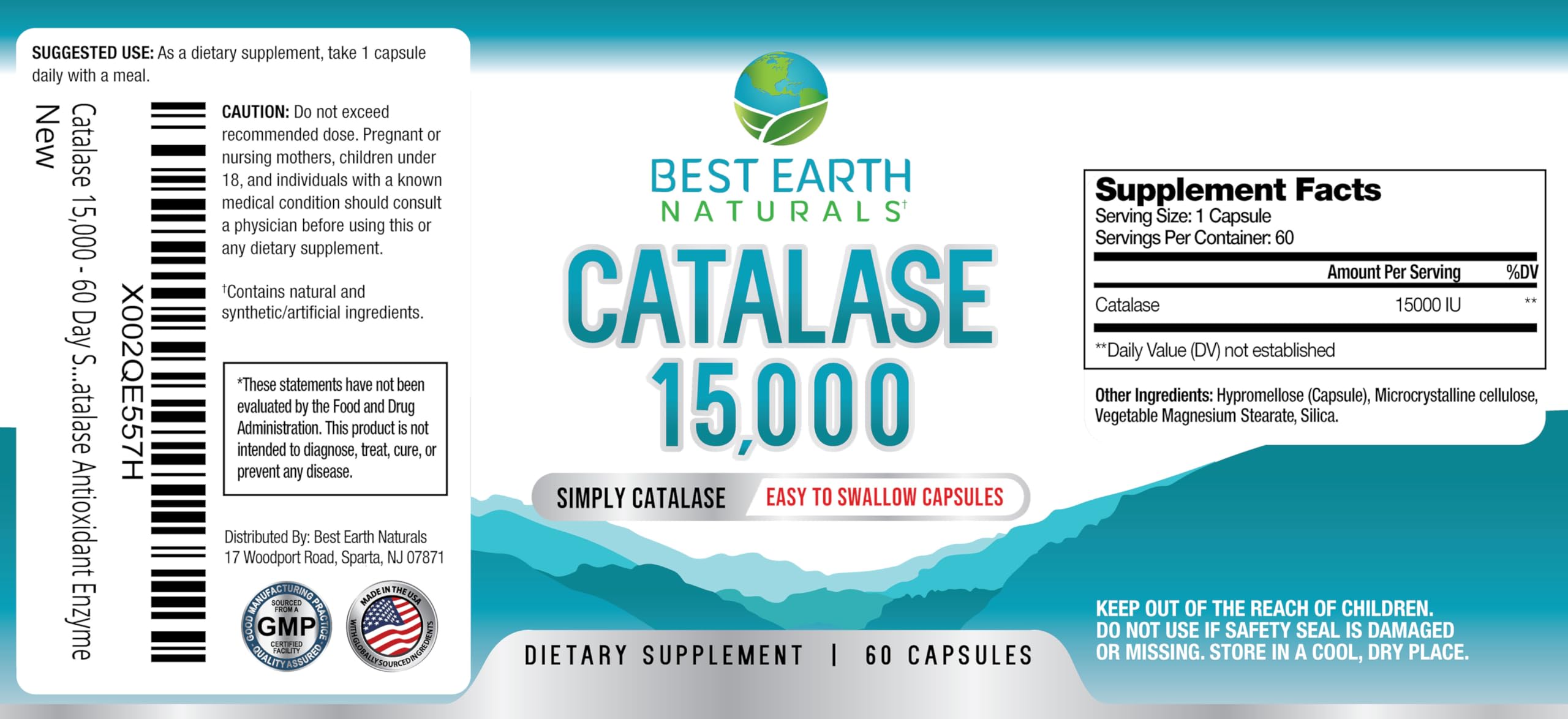 Best Earth Naturals Catalase packaging front highlights 60-day supply.
