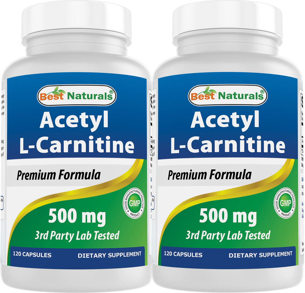Best Naturals Acetyl L-Carnitine 500mg bottle front view for easy daily use