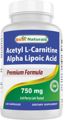Best Naturals Acetyl L-Carnitine and Alpha Lipoic Acid bottle front with premium capsules.