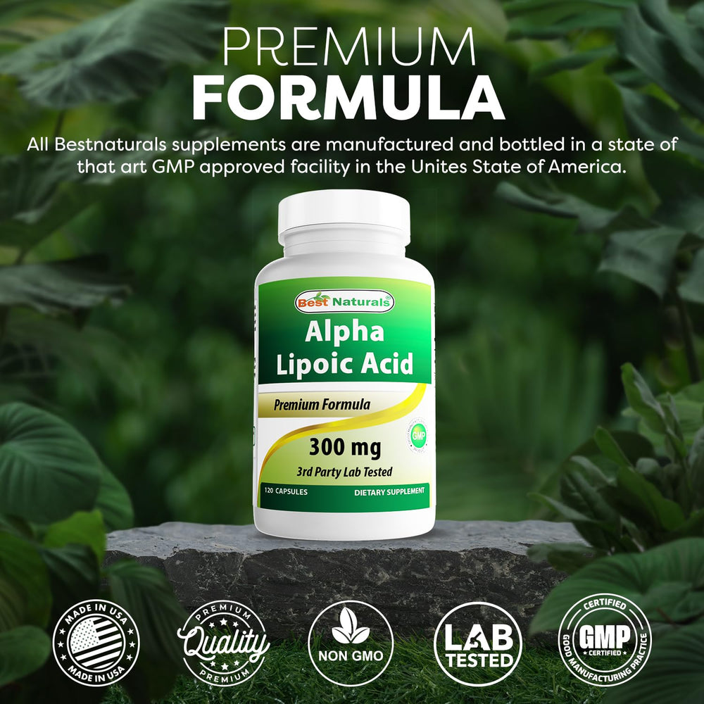 Best Naturals Alpha Lipoic Acid 300mg made in USA in GMP facility