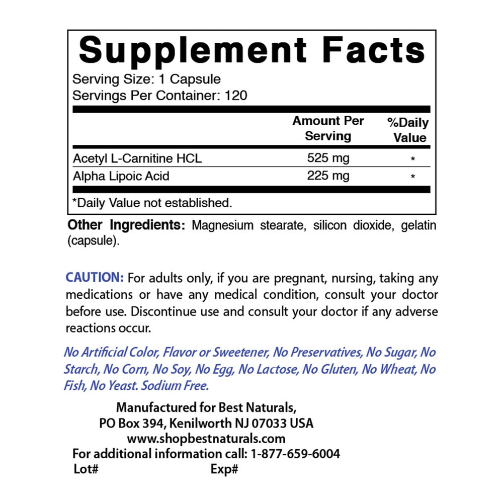 Best Naturals alpha lipoic acid capsule antioxidant support