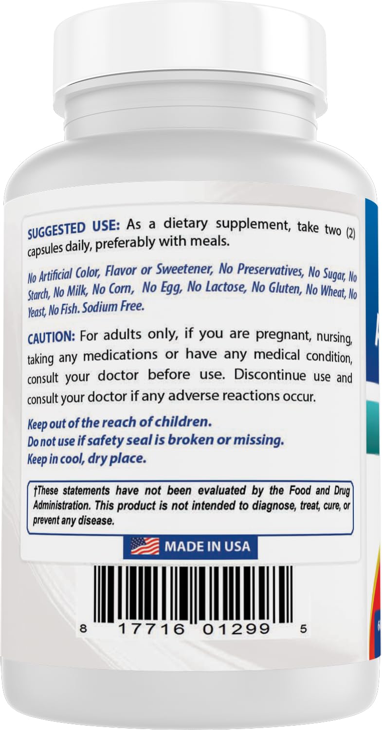 Label close-up emphasizes 60 capsules per bottle for long-term supply