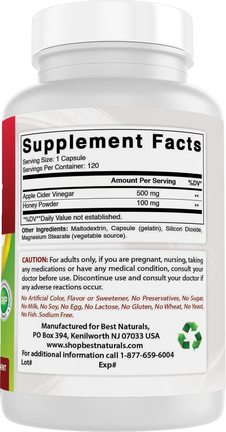 Best Naturals Apple Cider Vinegar Plus gluten free and non-GMO certification on label.