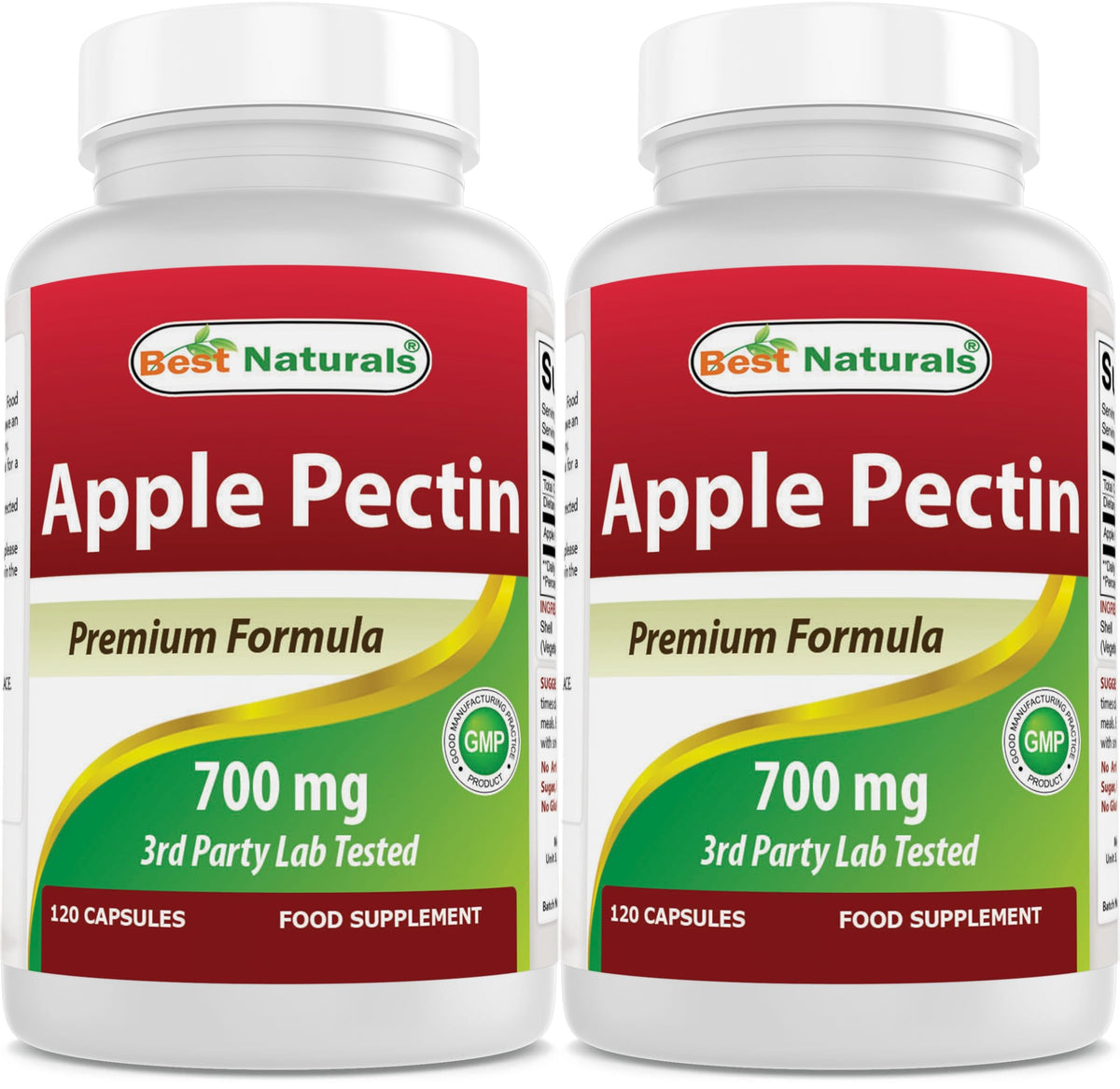 Best Naturals Apple Pectin 700 mg bottle front highlighting dietary fiber support.