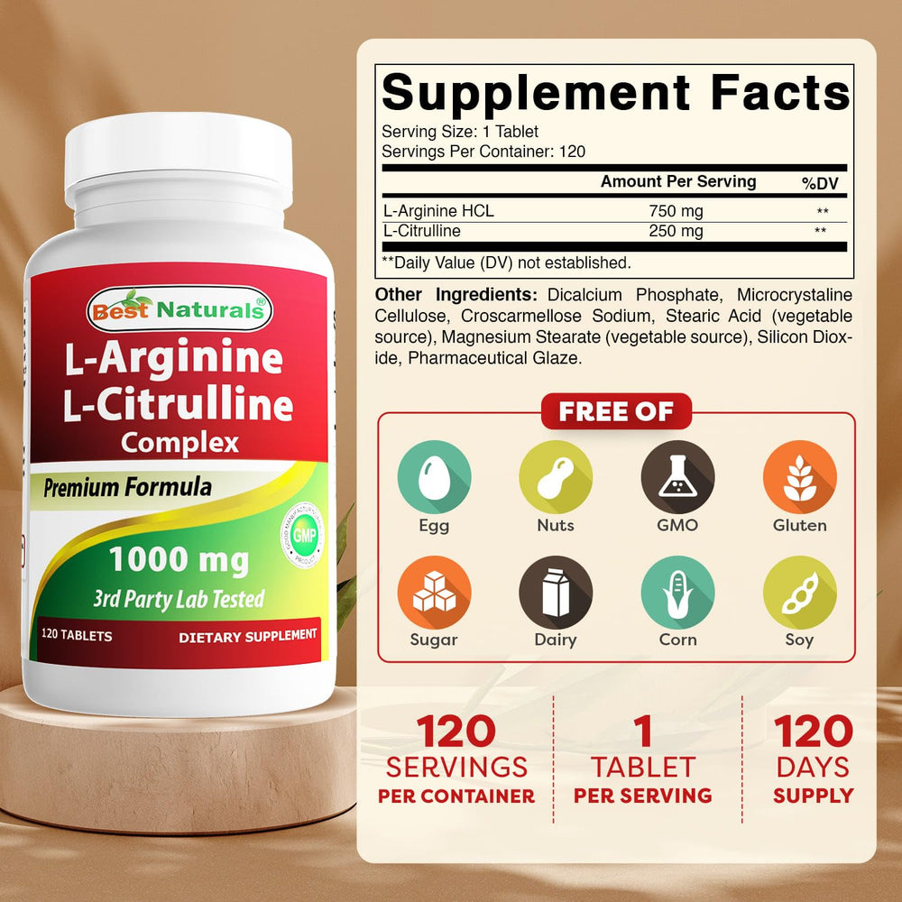 Best Naturals Arginine Citruline Complex tablets for high-dose daily support.