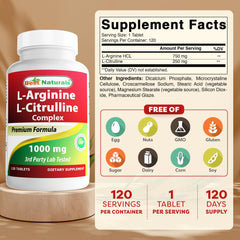 Best Naturals Arginine Citruline Complex tablets for high-dose daily support.