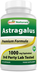 Best Naturals Astragalus bottle being poured for easy daily dosing.